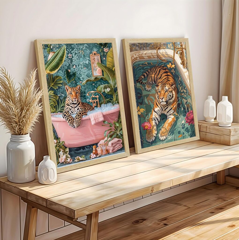 Tiger Tribal Wall Painting with Wooden Frame